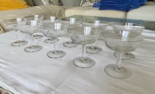 Juego 10 copas de champán grabadas