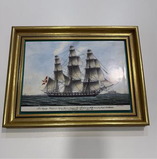 Cuadro de barco antiguo enmarcado