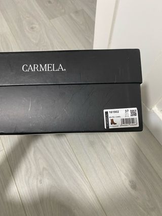 Botas de piel camel tacón ancho, t37 Suela de goma
