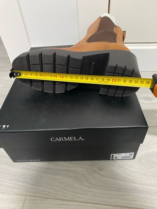 Botas de piel camel tacón ancho, t37 Suela de goma