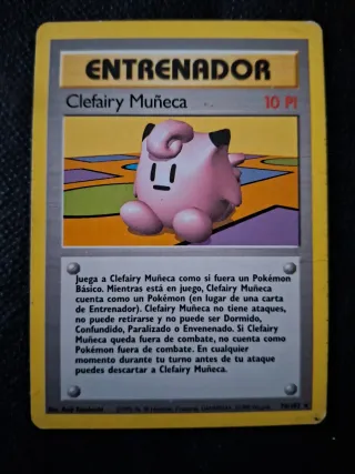 Cartas Pokémon base set Clefairy Muñeca y Pokédex