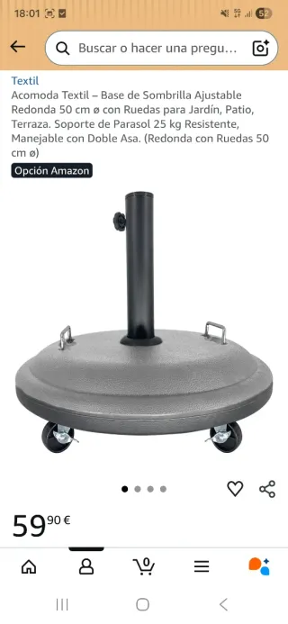 Parasol Exterior con Soporte Ruedas