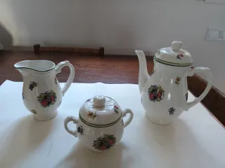 Juego de té San Claudio porcelana frutas