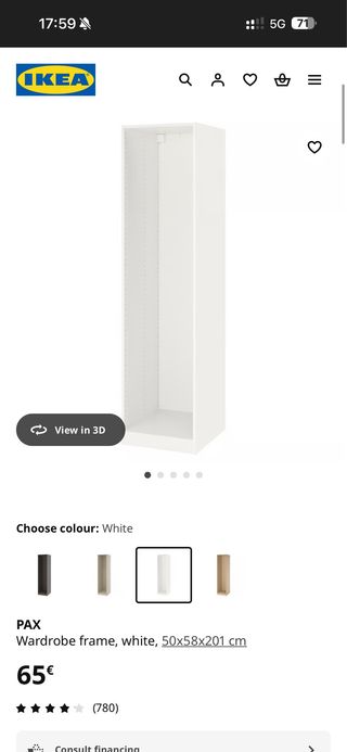 Módulo PAX IKEA Blanco con baldas