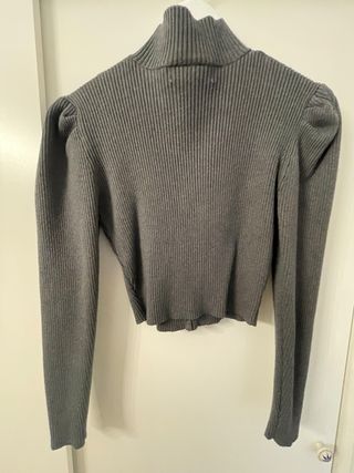 Jersey Zara manga abullonada gris