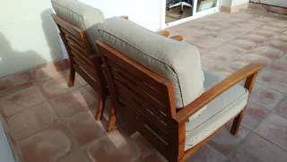 Butacas de teca para jardín (2 unidades)