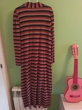 Vestido largo rayas lurex