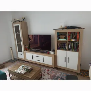 Muebles de salón madera y cristal