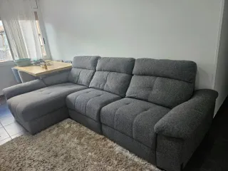 Sofá Chaiselongue Gris Elevable