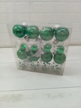Bolas de Navidad Verdes y Transparentes