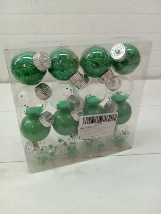 Bolas de Navidad Verdes y Transparentes