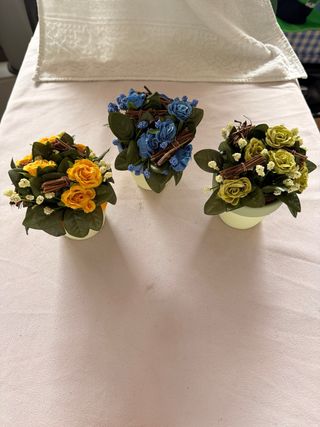 Set 3 Macetas Decorativas Flores Artificiales