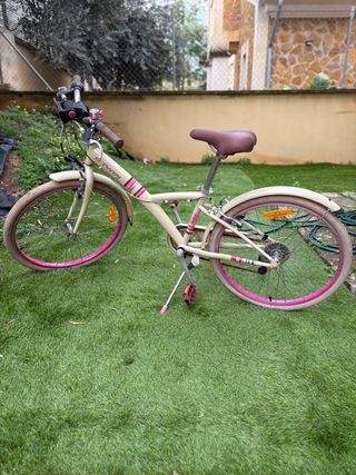 Bicicleta Paseo Niña BTWIN 20” Beige/Rosa.