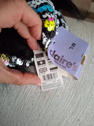 Pantuflas Claire's M/L lentejuelas y pompón