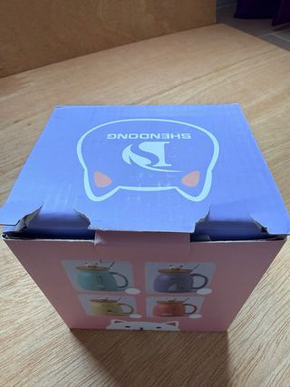 Taza cerámica gato con tapa y cuchara