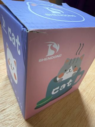 Taza cerámica gato con tapa y cuchara