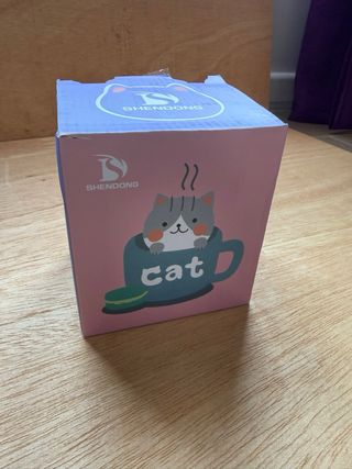 Taza cerámica gato con tapa y cuchara