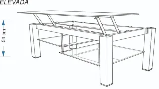 Mesa centro elevable cristal y metal