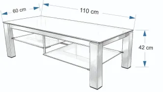 Mesa centro elevable cristal y metal