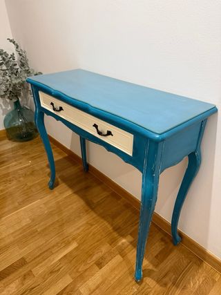 Consola de entrada madera maciza y cristal