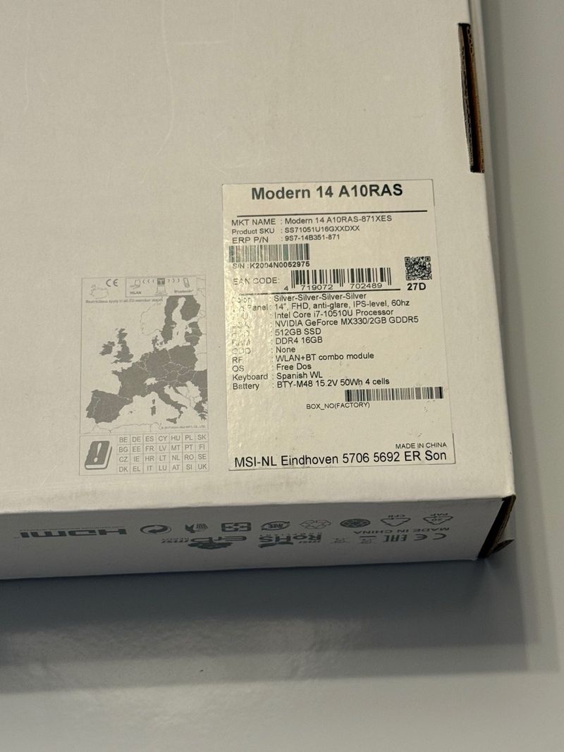 Portátil MSI Modern 14 i7 16GB RAM Caja+cargador afbeelding 3