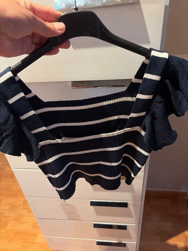 Top rayas escote cuadrado talla única