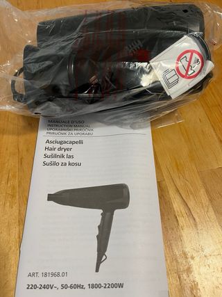 Asciugacapelli Pieghevole 1800-2200W Nero