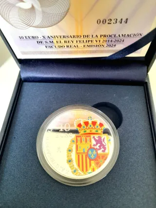 Moneda 10 Euro Aniversario Proclamación Felipe VI