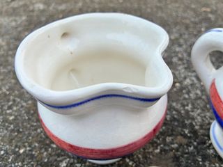 Set 3 Boccali da tavola  Ceramica Bianco Rosso blu