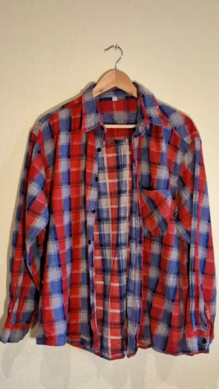 Camisa de cuadros roja y azul talla L