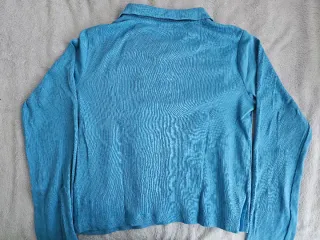 Camiseta Zara manga larga cuello polo azul