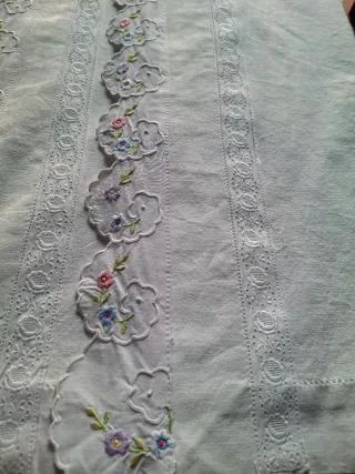 2 Tendine Ricamate Fiori Cotone