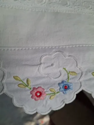 2 Tendine Ricamate Fiori Cotone