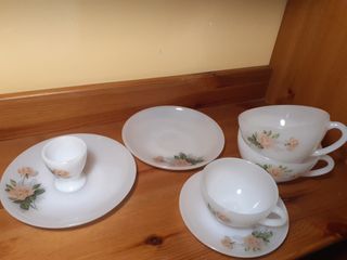 7 piezas Arcopal Francia Rosa Blanco