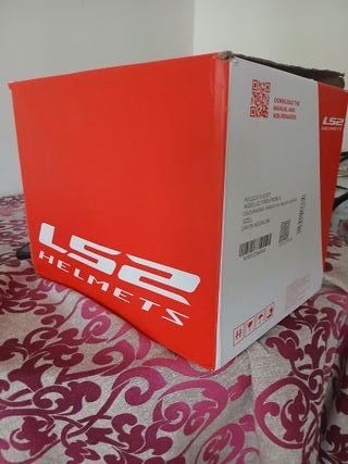 Casco de Moto LS2  NUEVO, Gris y decorado verde