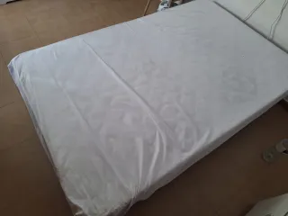 Base tapizada microfibra + colchón 120x190