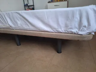 Base tapizada microfibra + colchón 120x190