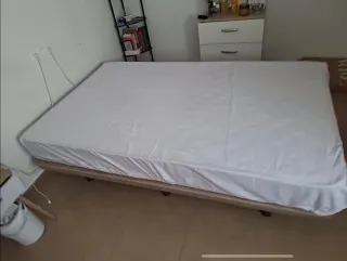 Base tapizada microfibra + colchón 120x190