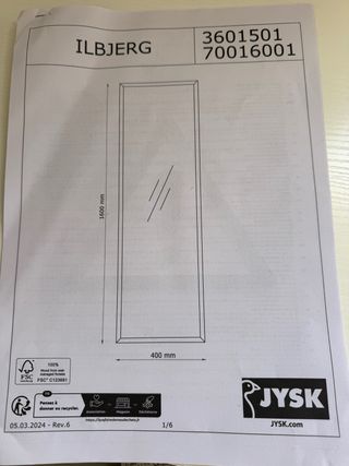 Espejo ILBJERG Negro 45x165