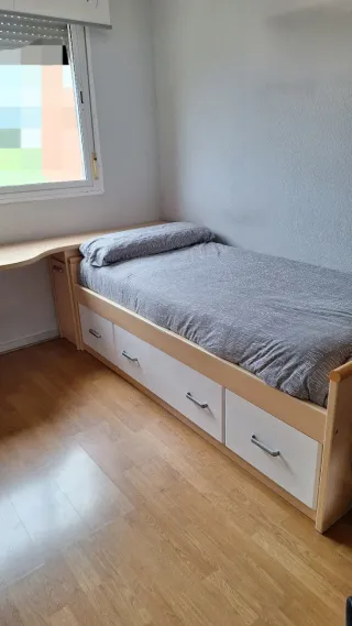 Cama con escritorio y zapatero