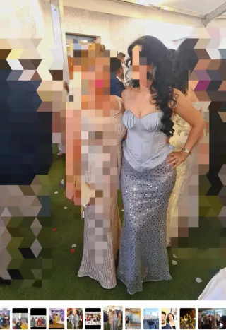 Vestido de fiesta plateado lentejuelas