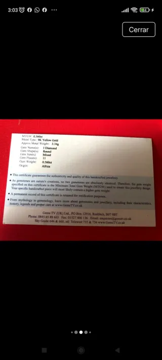 Anillo Oro 9 quilates con 11 Diamantes Naturales.