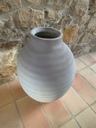 Jarrón Grande Zara Home Cerámica Beige/Gris