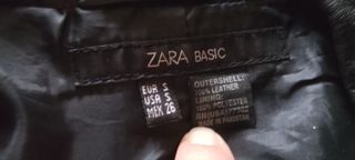 Chaqueta negra de piel Zara T.36. Tipo Americana