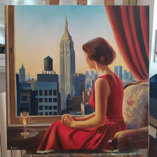 Quadro dipinto a mano arte moderna New York