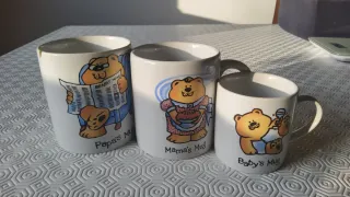 Set 3 Tazas vintage. Osos Familia.