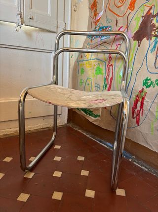 Conjunto Comedor Vintage Mesa Cristal y 4 sillas