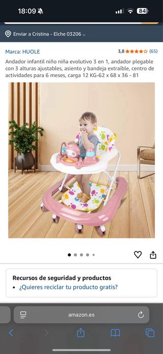 Tacata/Andador bebé, usado 4 veces