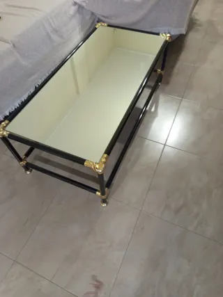 Mesa de centro cristal y metal