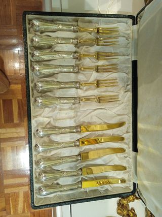 JUEGO POSTRE PLATA Y ORO